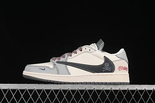 All categories Air Jordan Jordan series basketball shoes Air Jordan 1 Low High-end customized low-top sneakers Travis Scott x Fragment Design x Air Jordan 1 Low OG SP AJ1 Stussy joint black hook skull low-top cultural casual sneakers JJ2508-553